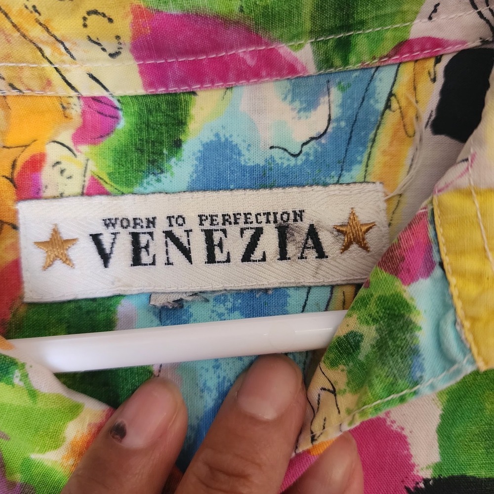 Vintage Venezia Floral Button Down Shirt 1X Boho Cottagecore - Picture 6 of 7